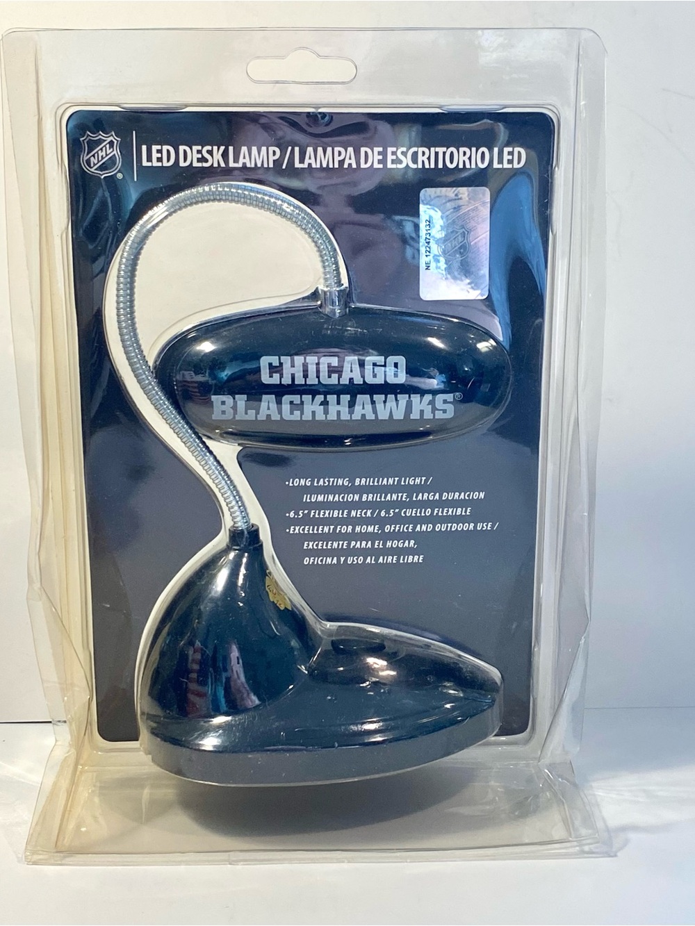 NHL Chicago Blackhawks Black LED Desk Lamp 6.5” Flexible Neck